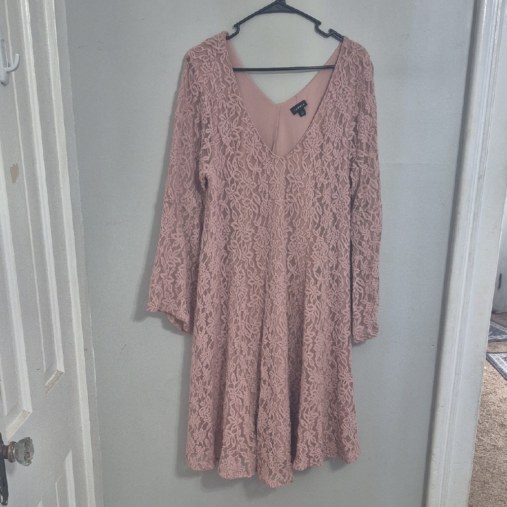 Torrid Blush Lace Long Sleeve Dress